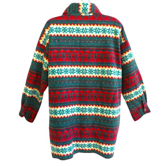 Victoria's Secret Country Vintage 90s Fleece Cardigan Fair Isle Oversized S - Picture 3 of 7